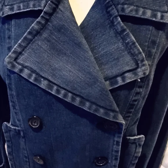 Michael Kors Blue Denim Double Collar/ Breasted Button Down Jacket NWOT - Picture 6 of 11